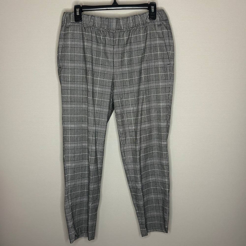 Banana Republic Gray Glen Plaid Ankle Trouser Pants Medium Neutral Preppy Office